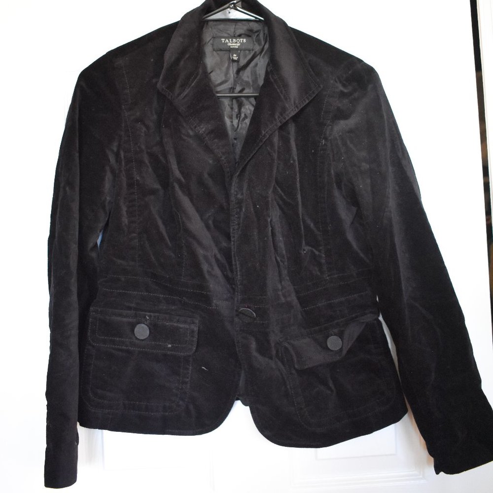 Talbots Black Crushed Velvet Blazer Size 4p